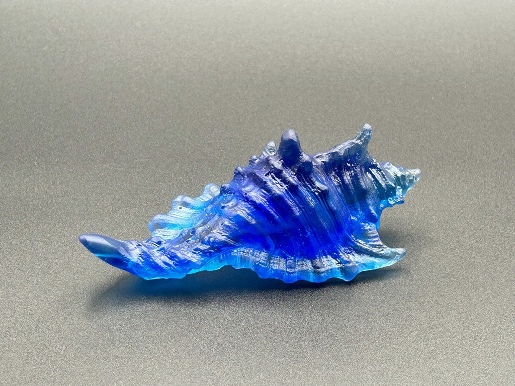 Deep Blue Cast Glass Sea Shell