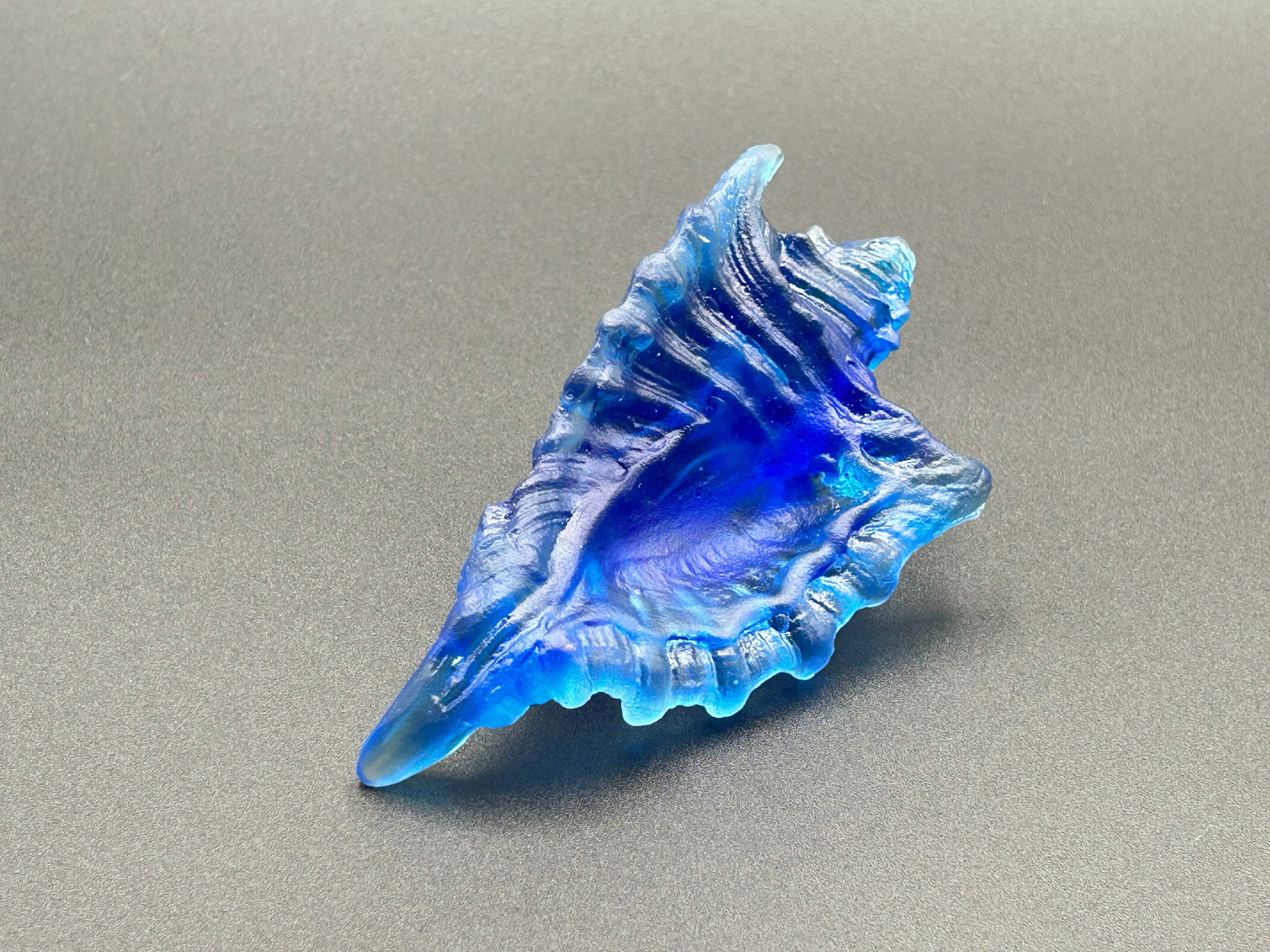 Deep Blue Cast Glass Sea Shell