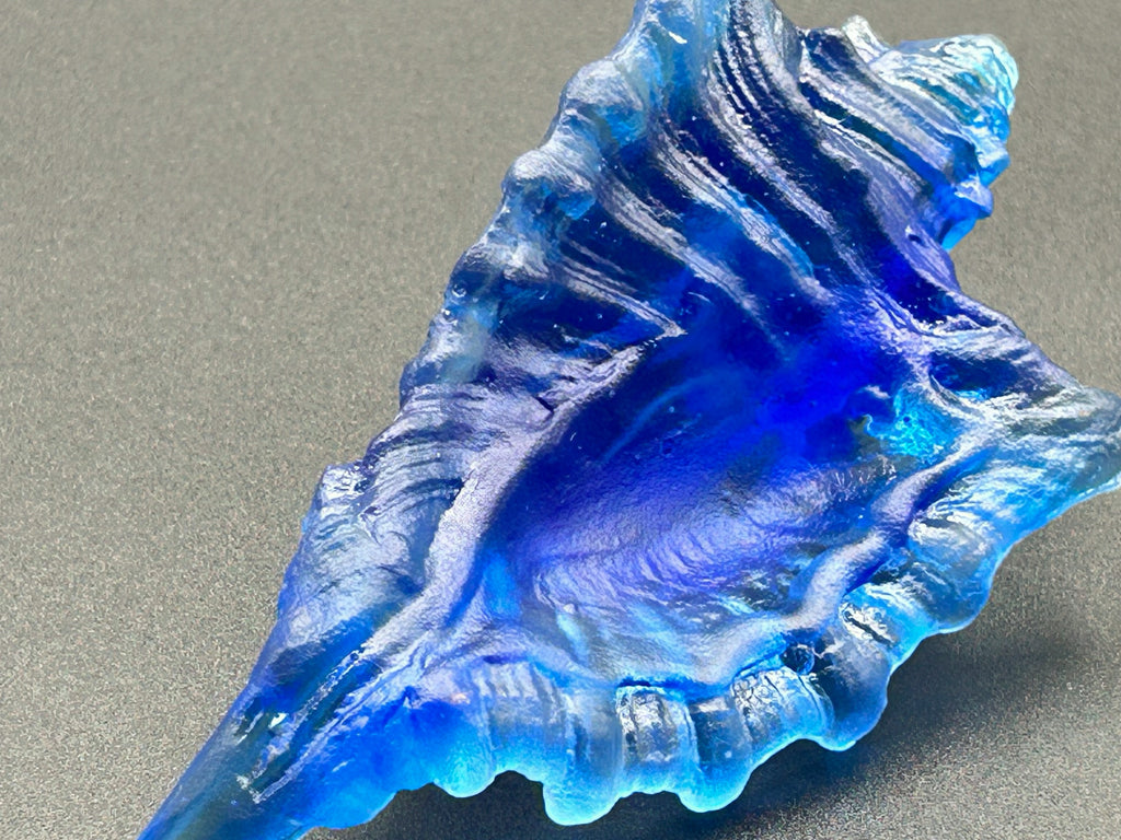 Deep Blue Cast Glass Sea Shell